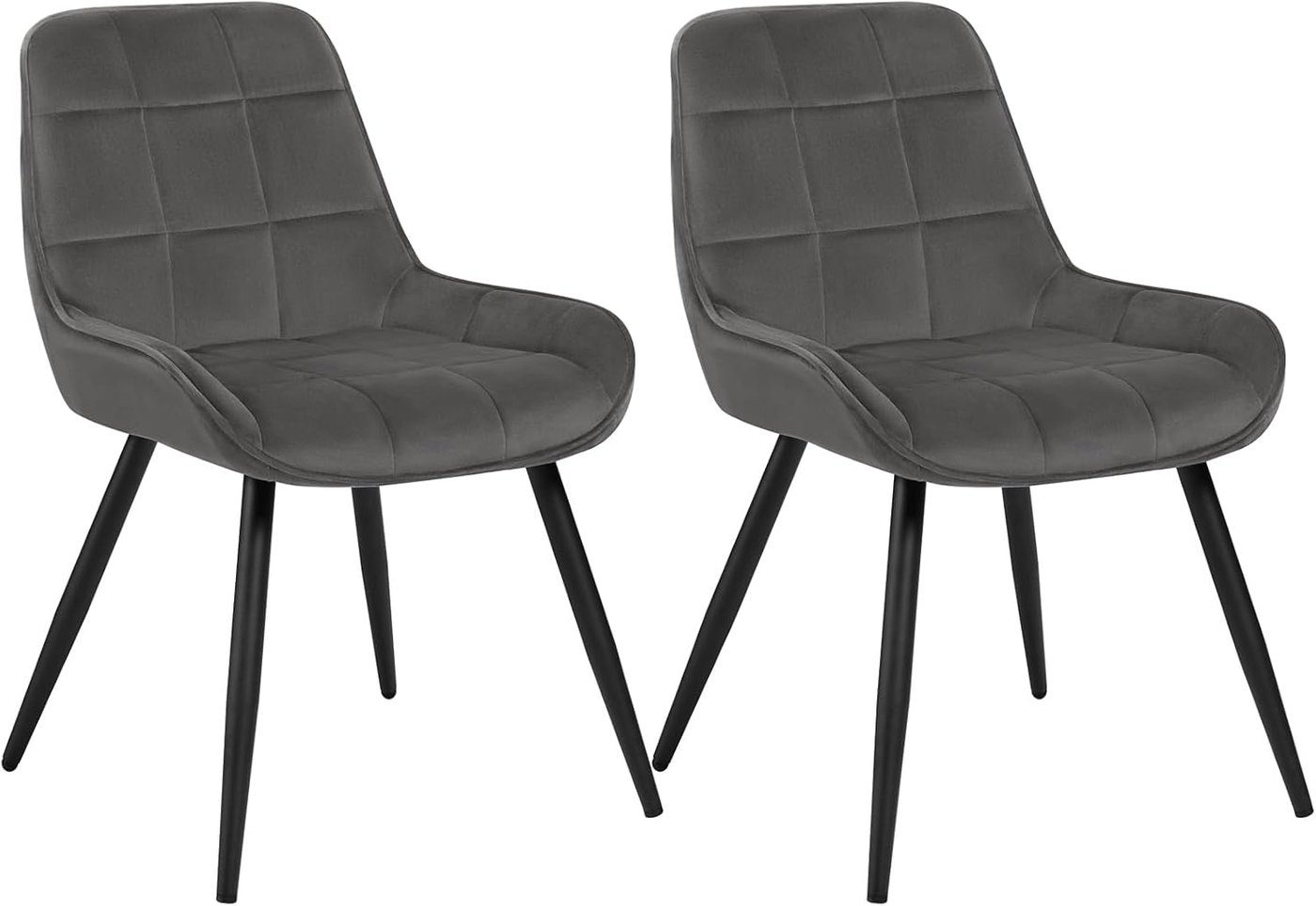 Velvet Dining Chair with Check Quilting, Set of 2