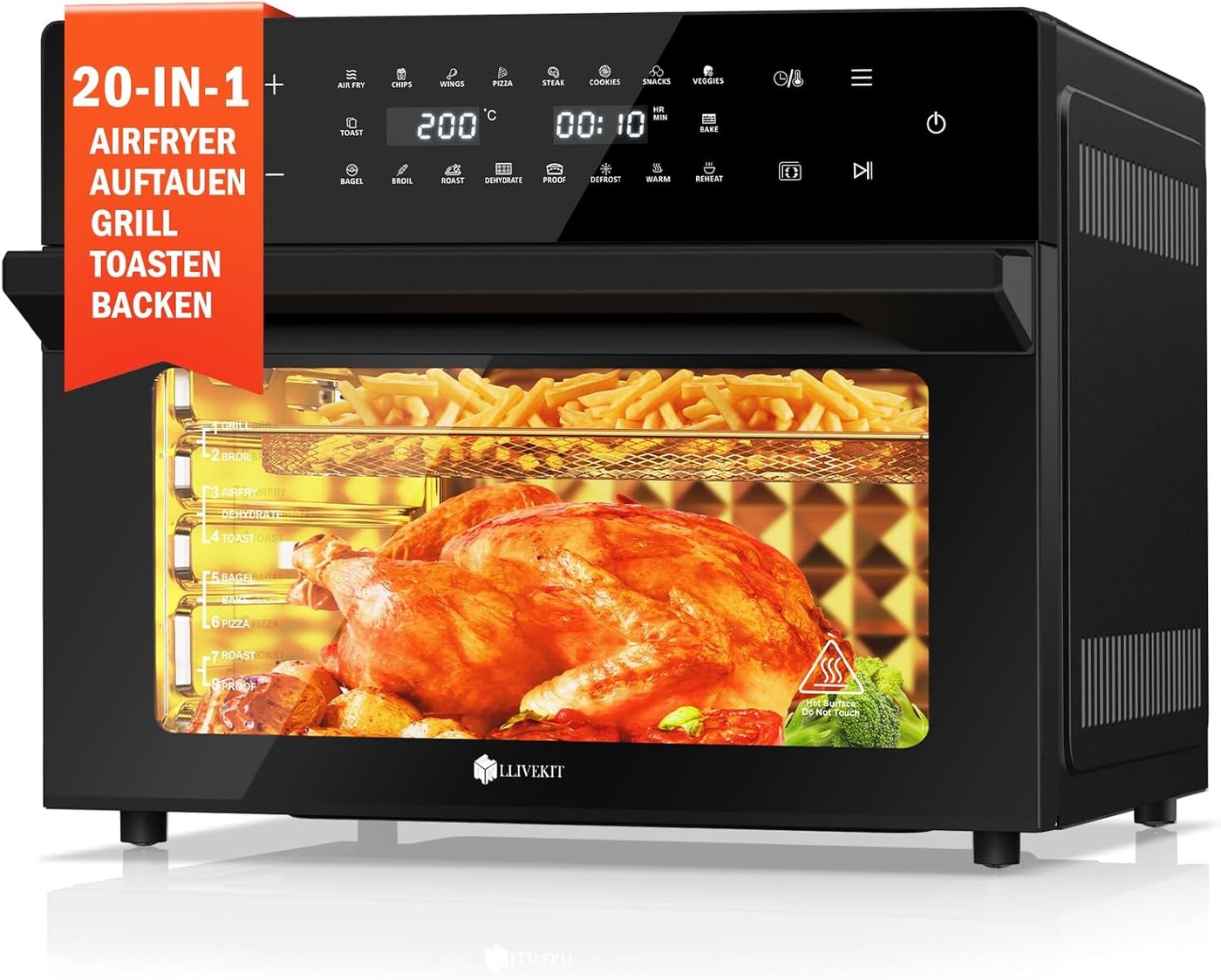 XXL Air Fryer Oven 30 L with 20 Programmes and Rotisserie