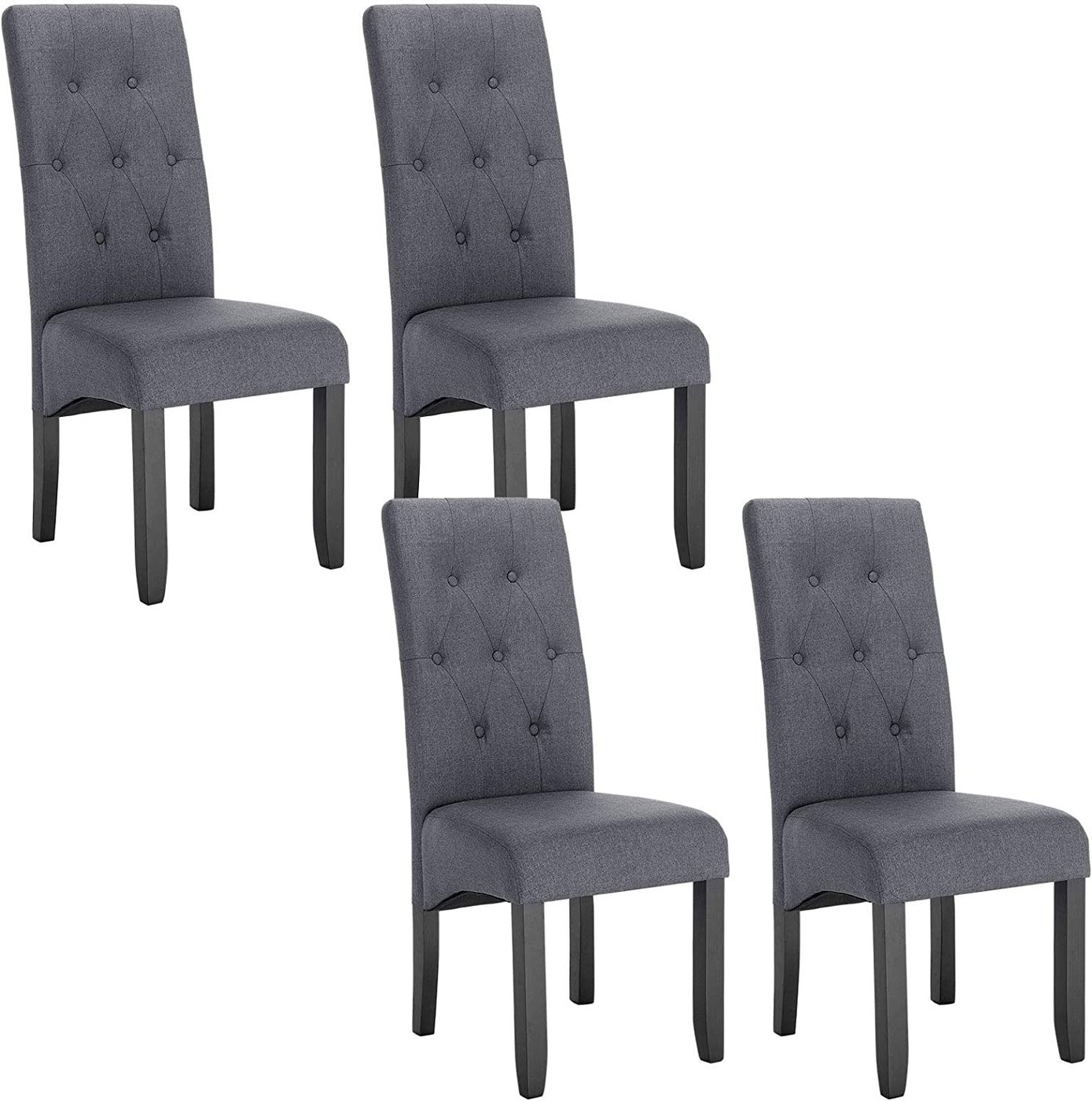 Linen Dining Chair with High Backrest, Set of 4