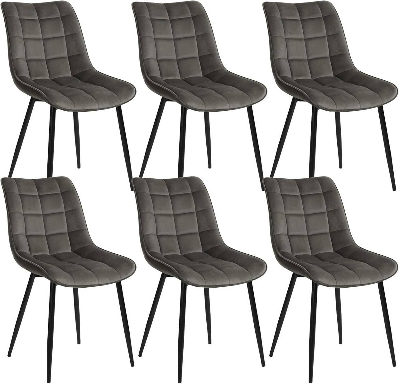 Velvet Dining Chair with Metal Legs, Set of 6