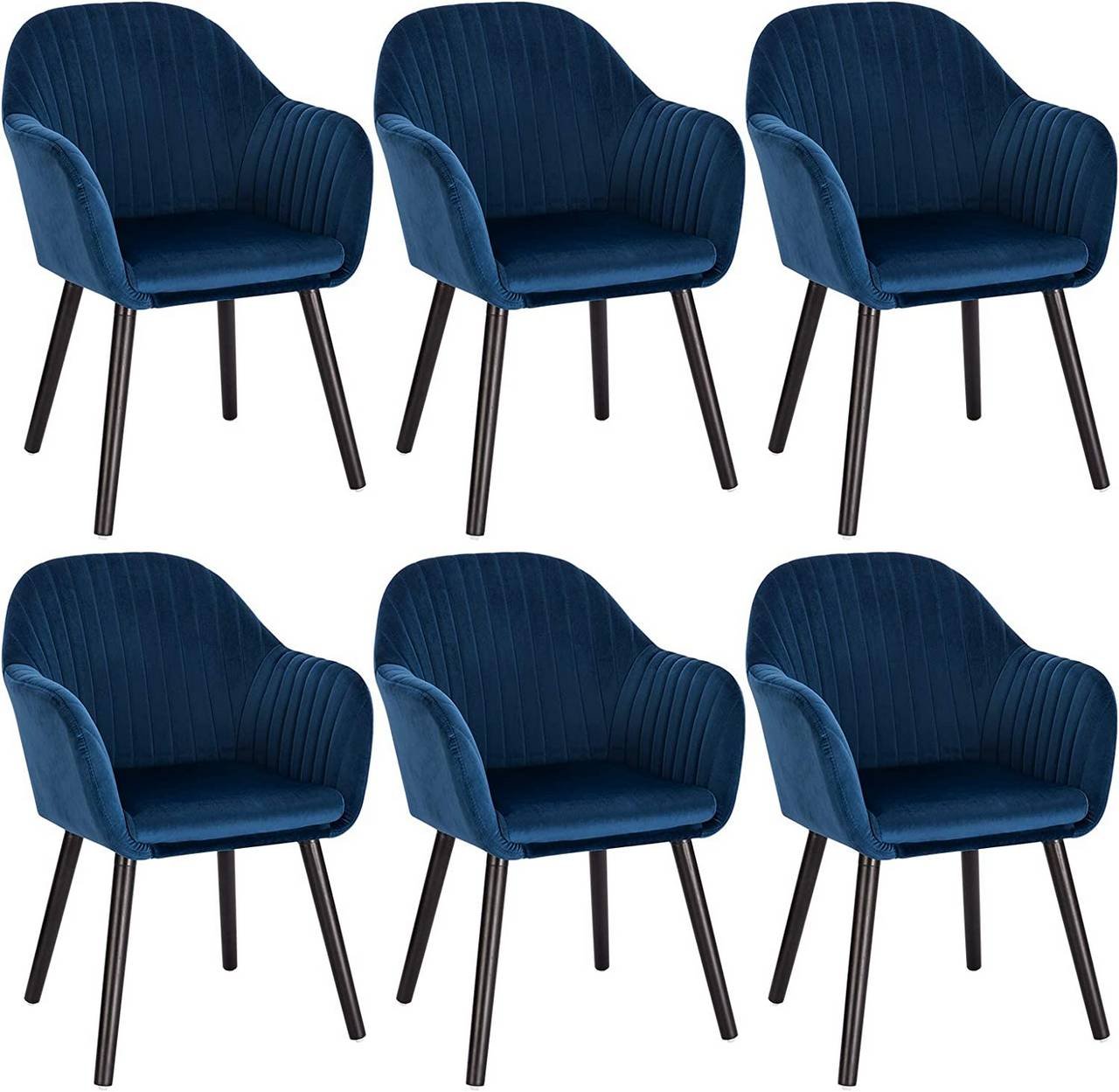 Velvet & Solid Wood Dining Chair, Set of 6