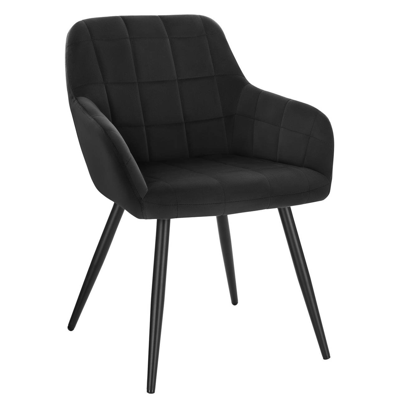 Velvet Dining Chair with Armrests, Single Black