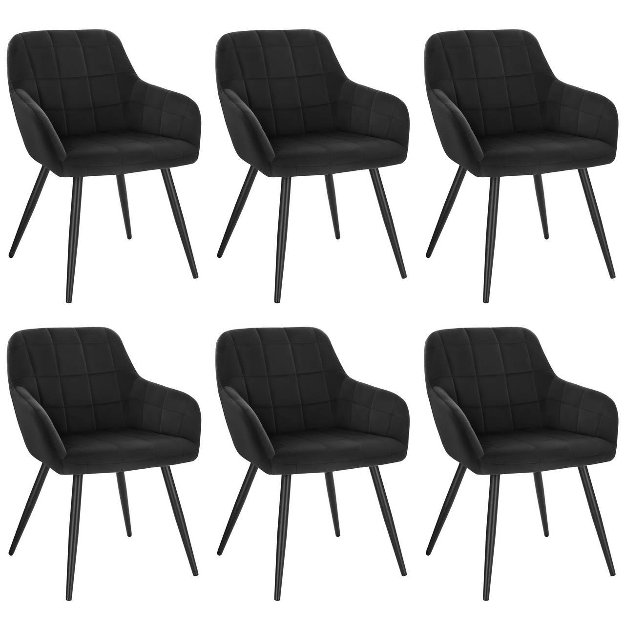 Velvet Dining Chair with Armrests, Set of 6