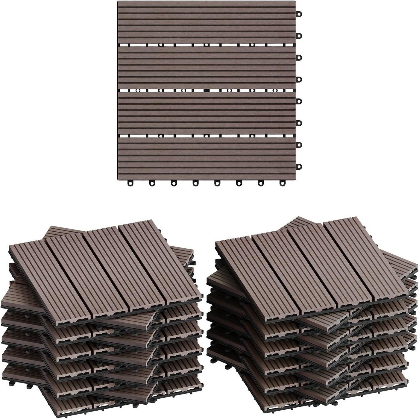 WPC Decking Tiles in Wood Look, 22 Pieces for 2 m²