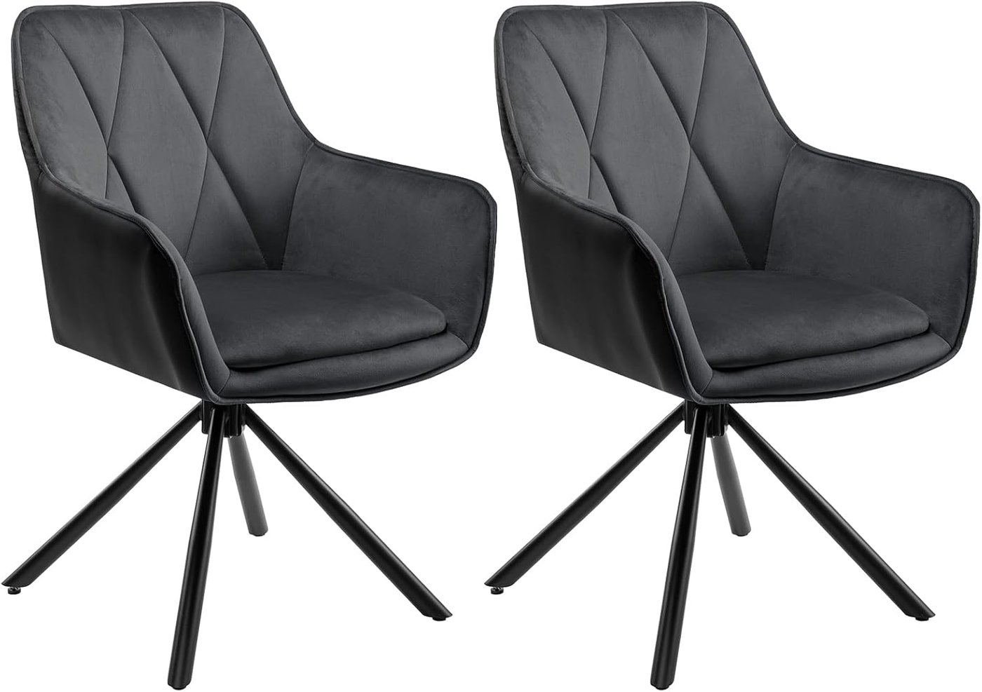 Velvet & Faux Leather Swivel Dining Chair, Set of 2