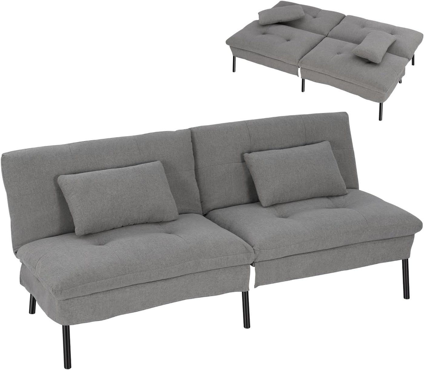 2-Seater Sofa Bed with Adjustable Backrest