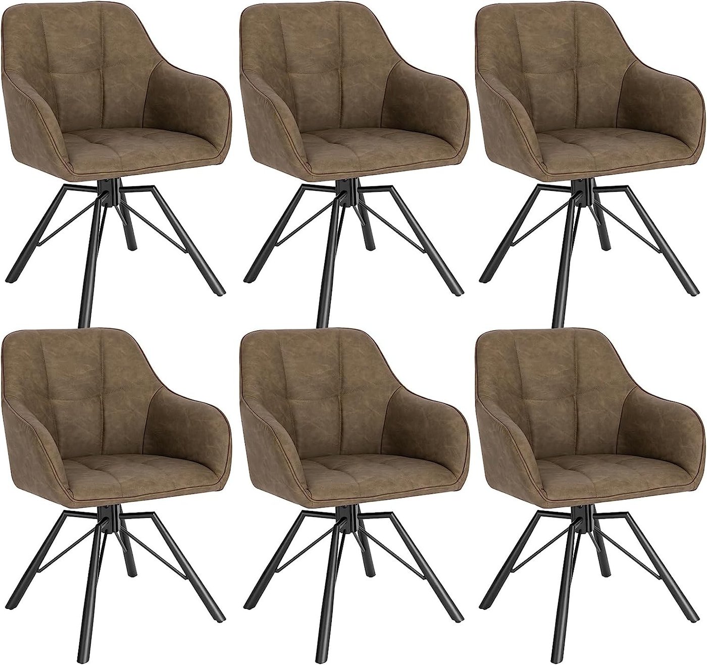 Faux Leather Swivel Dining Chair, Set of 6
