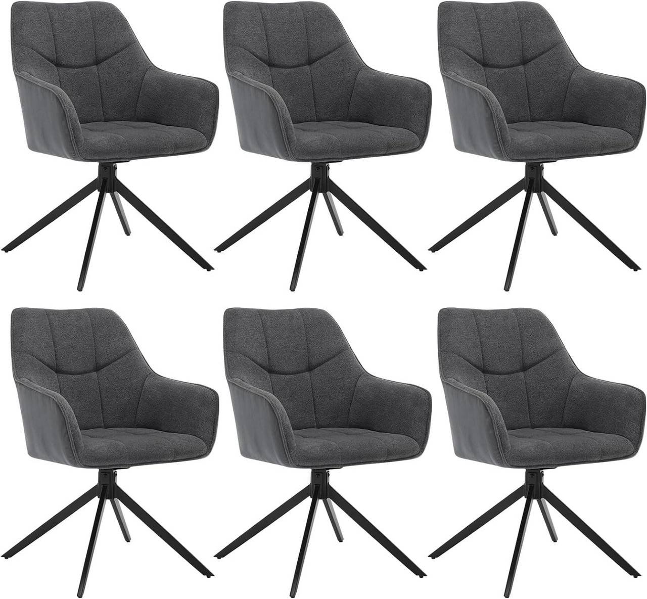 Chenille & Corduroy Swivel Dining Chair, Set of 6
