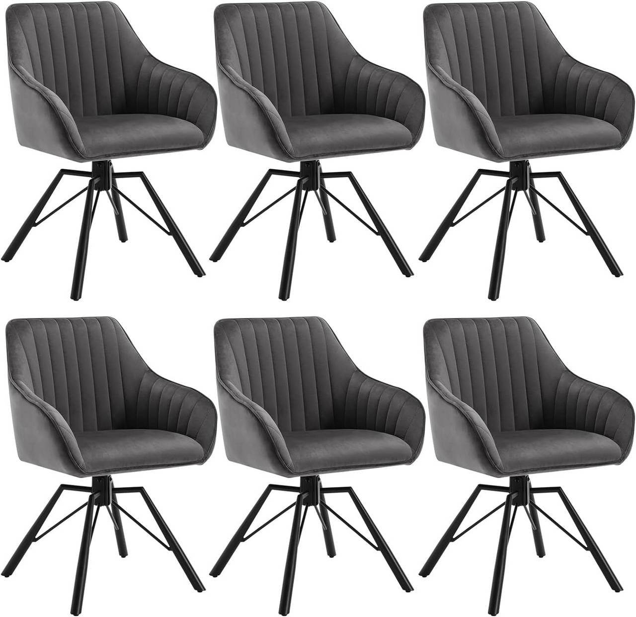 Velvet Swivel Dining Chair, Set of 6