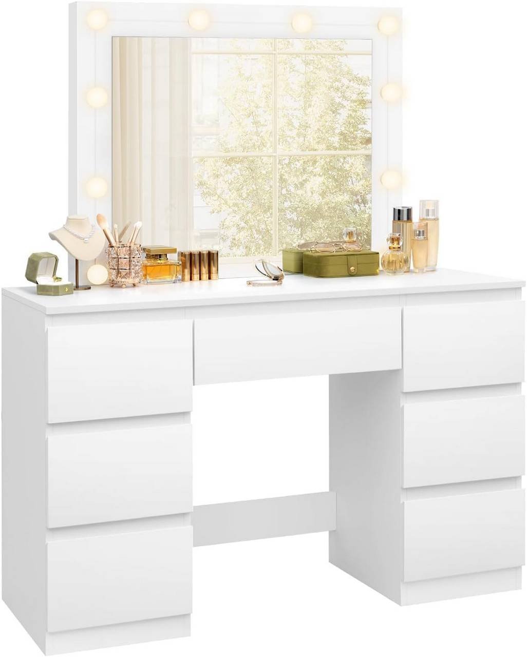 Dressing Table with Large LED Mirror
