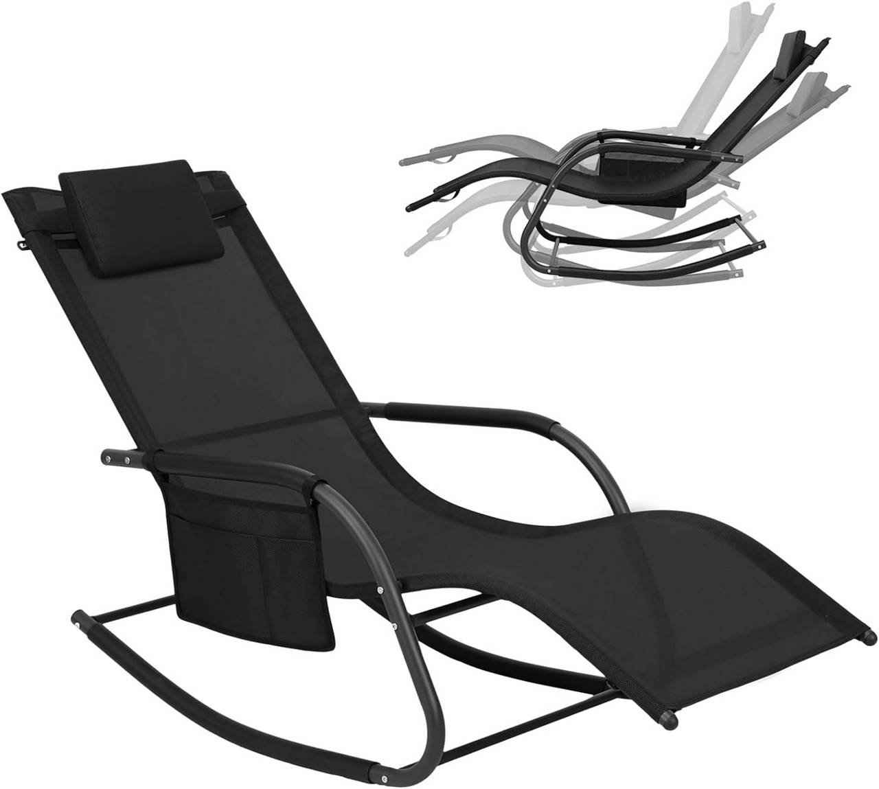 Rocking Sun Lounger with Headrest, up to 150 kg