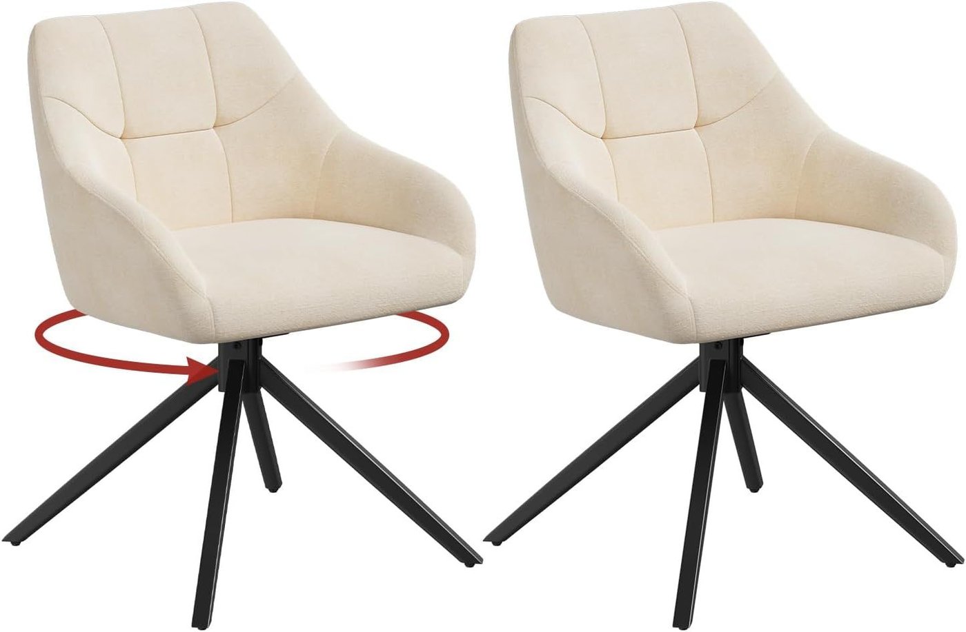 Chenille Swivel Chair Beige, Set of 2